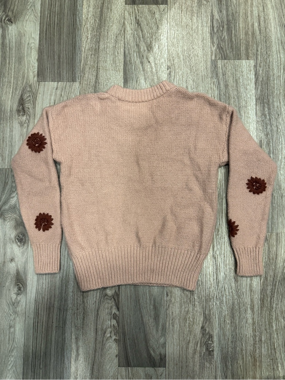 Madewell Dusty Rose Crewneck Sweater with Rust Floral Embroidery - Picture 6 of 6